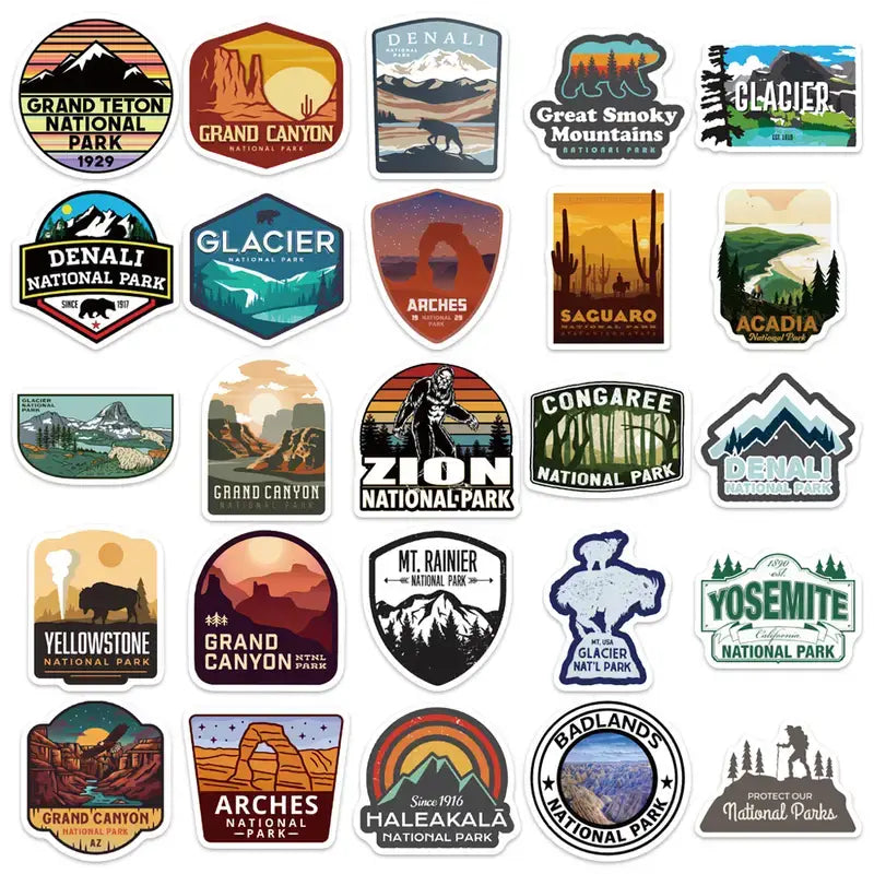 National Parks Stickers Stationery Journaling Accessory 50pc