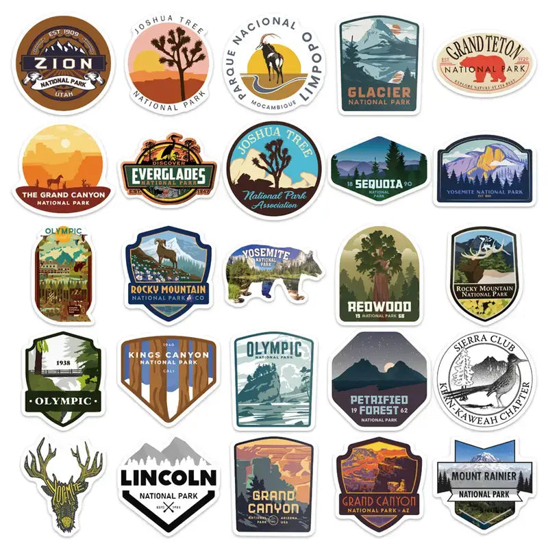 National Parks Stickers Stationery Journaling Accessory 50pc