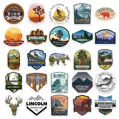 National Parks Stickers Stationery Journaling Accessory 50pc